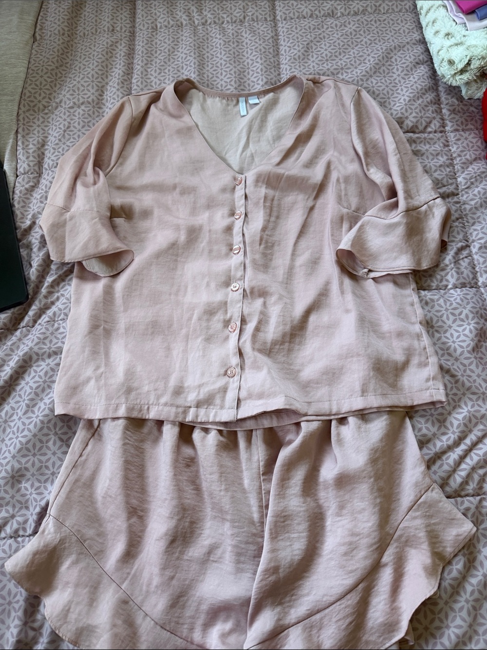 Nordstrom Blush Pink Button-Front Pajama Set